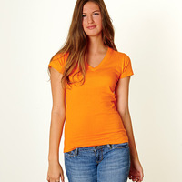 Ladies' Junior Fit V-Neck Fine Jersey Tee